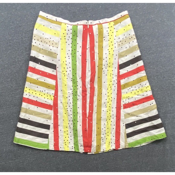Acova Anthology Linen Skirt Womens US 6-8 Multicolor Rainbow Striped Polka Dots - Picture 6 of 10
